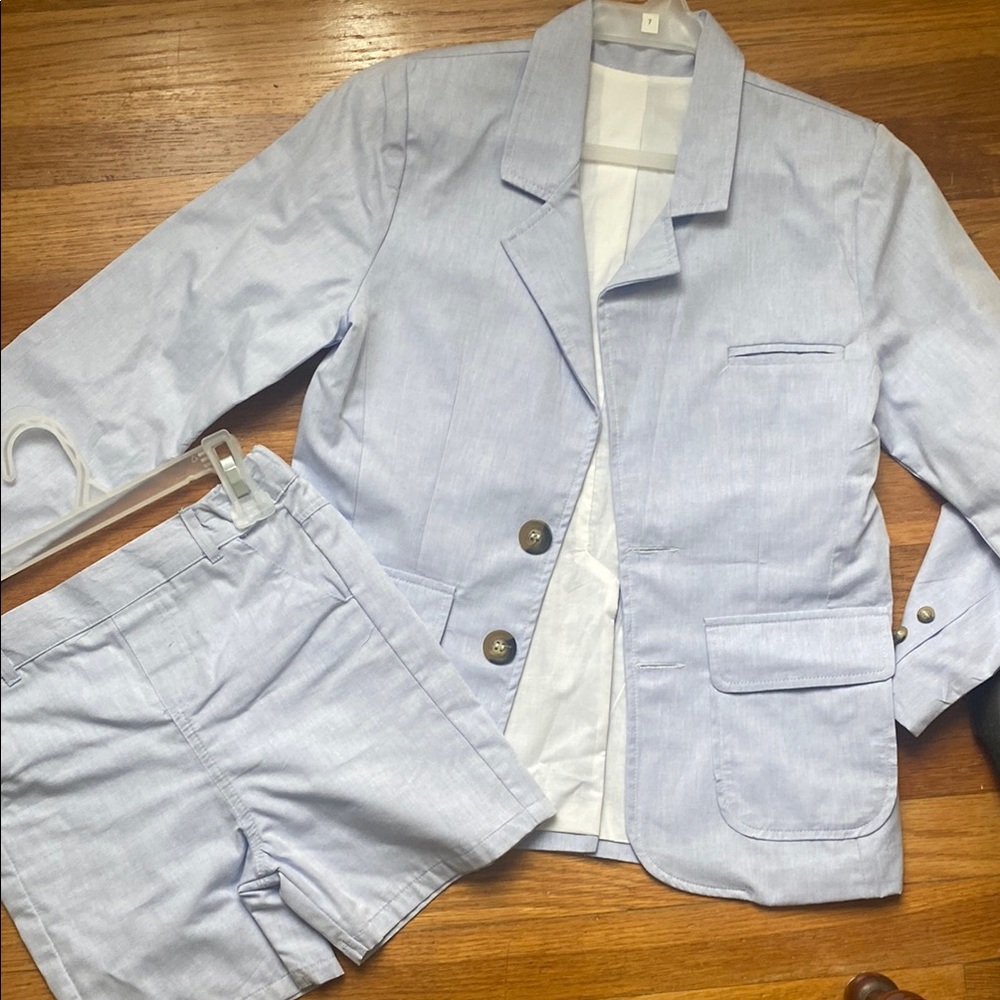 Bella Bliss boys blue suit jacket and shorts size 7